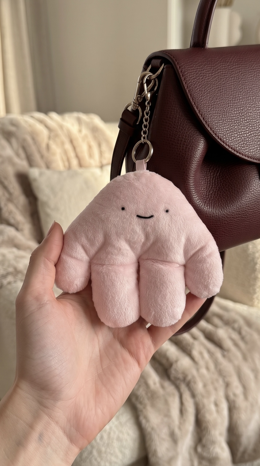 Pinky, a handmade plush toy